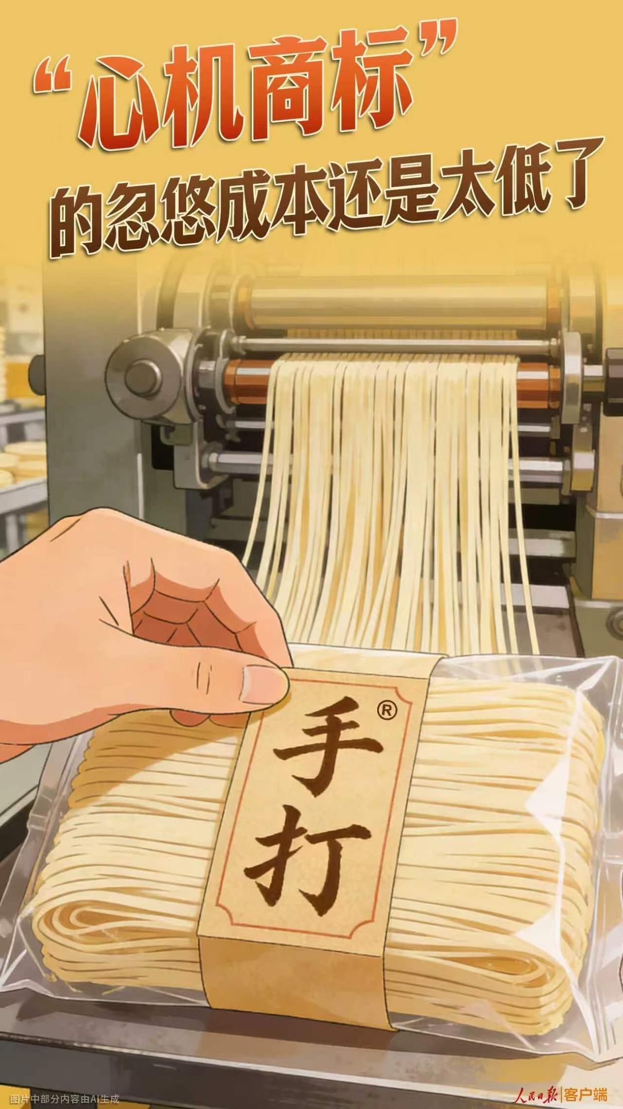 “心机商标”你一定也中招了。
近日，南京消费者陈先生购买今麦郎“手打挂面”，因无