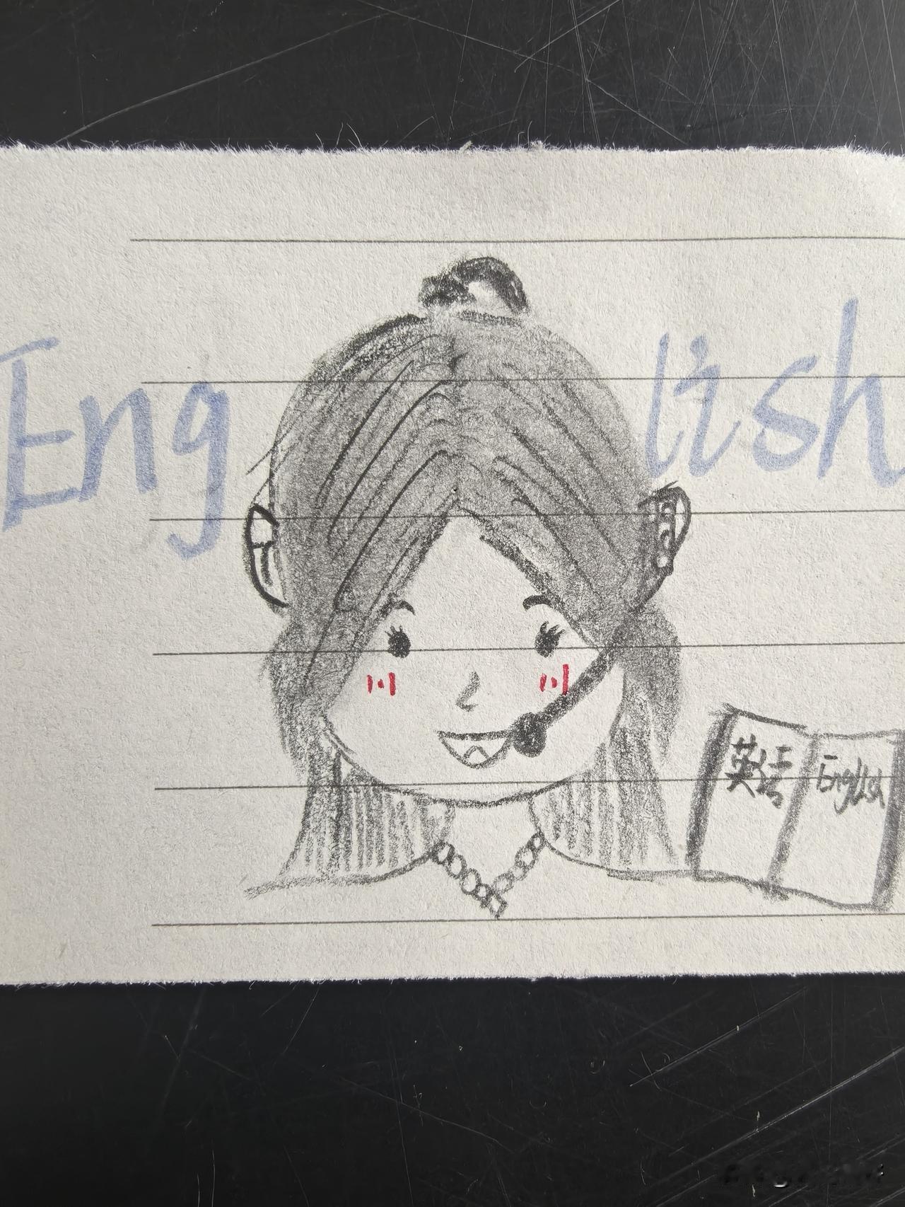 学生悄悄递给我小画像，瞬间被暖到。
简单的铅笔线条，圆圆的脸蛋，带着小虎牙，还有