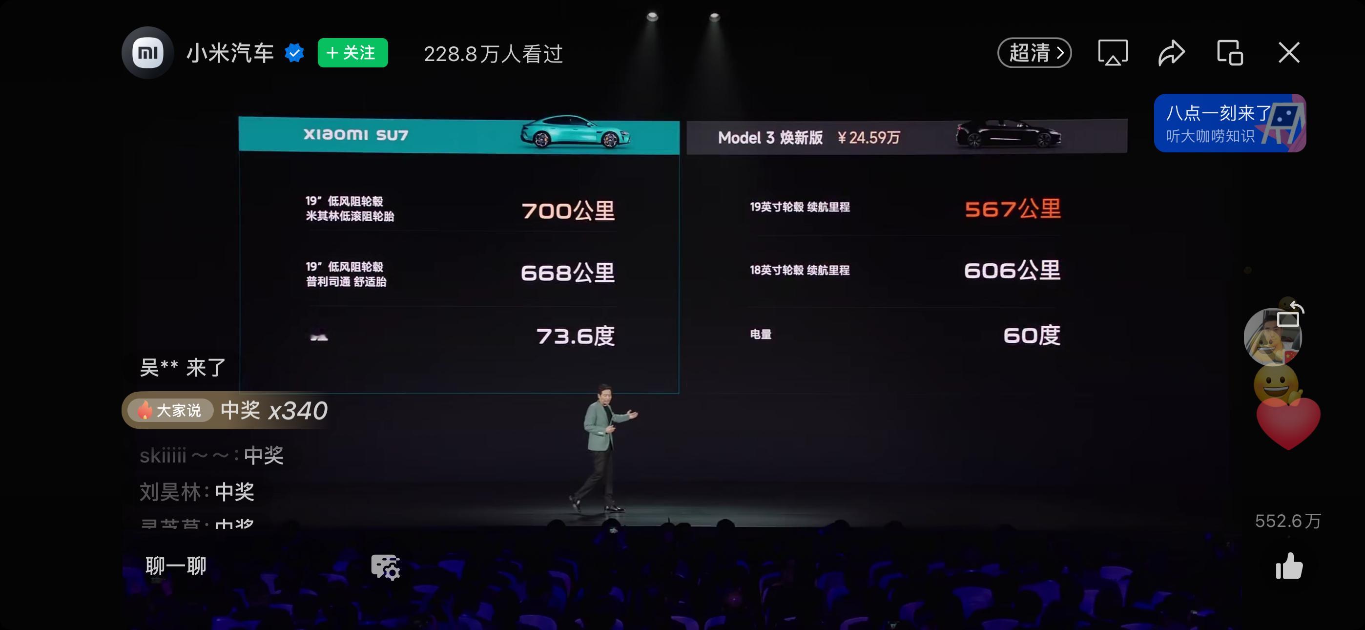 #小米su7# 又是吊打特斯拉model3，雷军马上要公布售价了[doge] ​