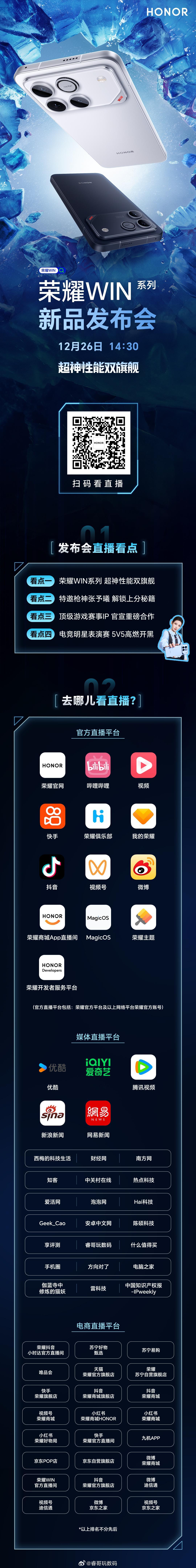 年度最夯电竞神机，荣耀WIN系列超神性能双旗舰即将亮相！12月26日14:30，