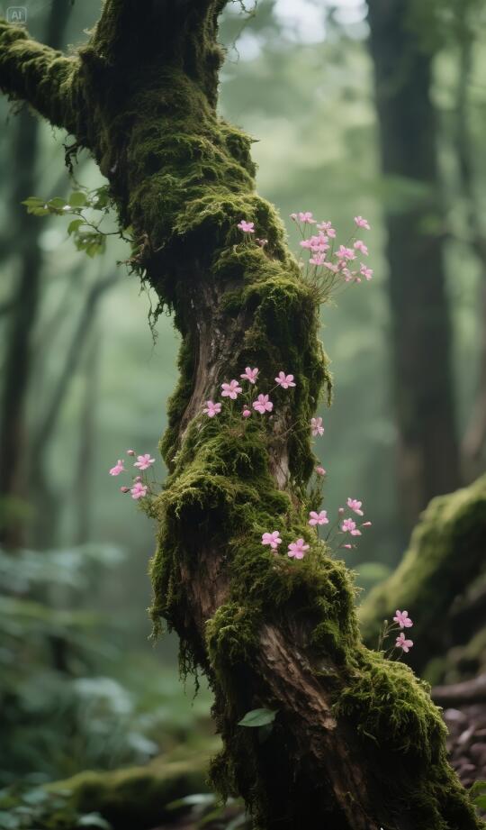 苔藓上的小花