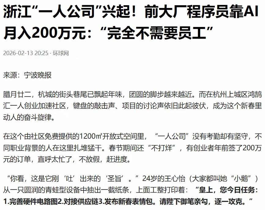 AI时代，遍地“一人公司”真是万金油？

现在我们不说灵活就业，超级个体，个人卖