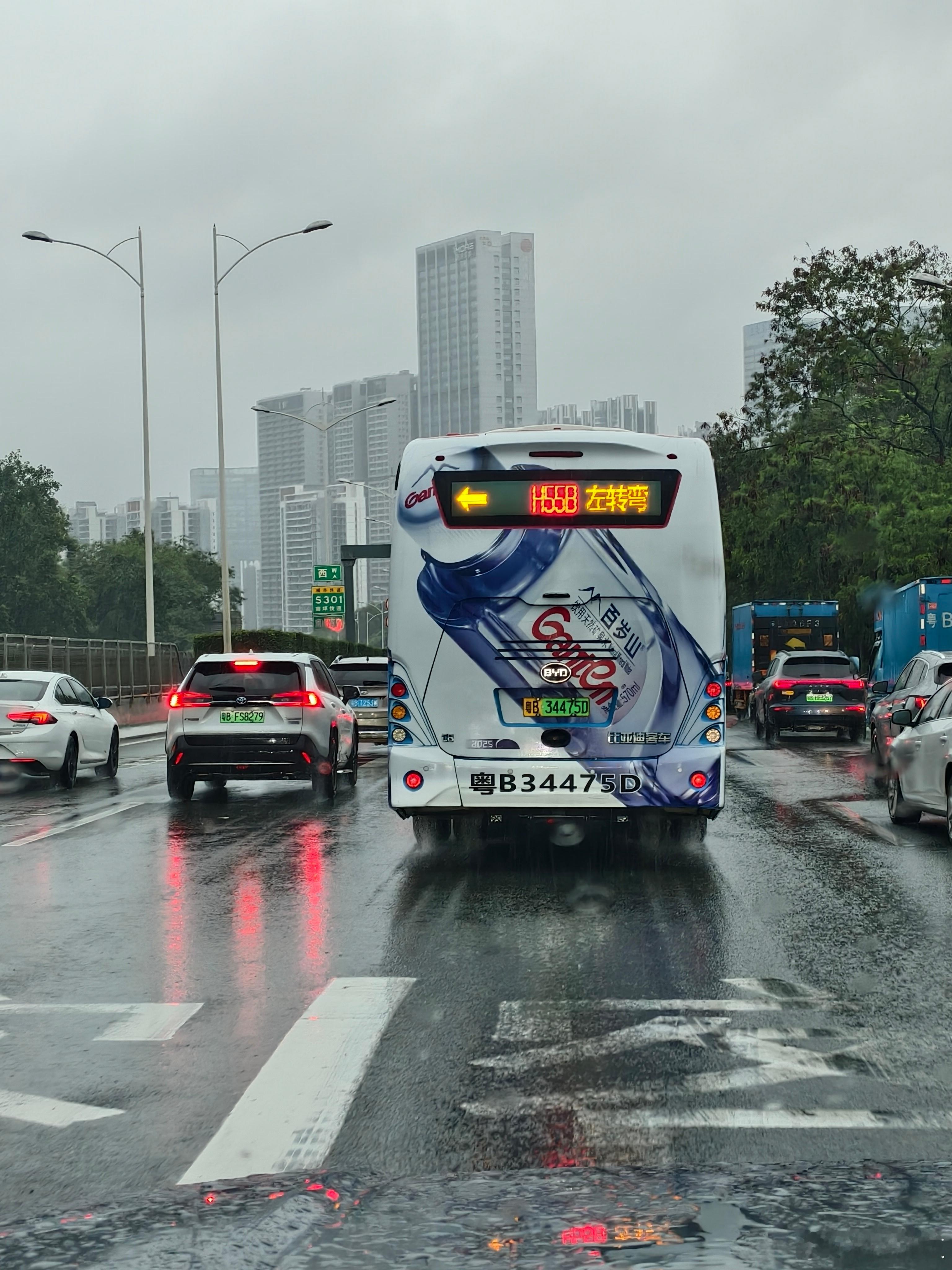 早，出门办事。雨一直下不停，路面很滑，刚走南坪快速S301路段地面有两个深坑，希