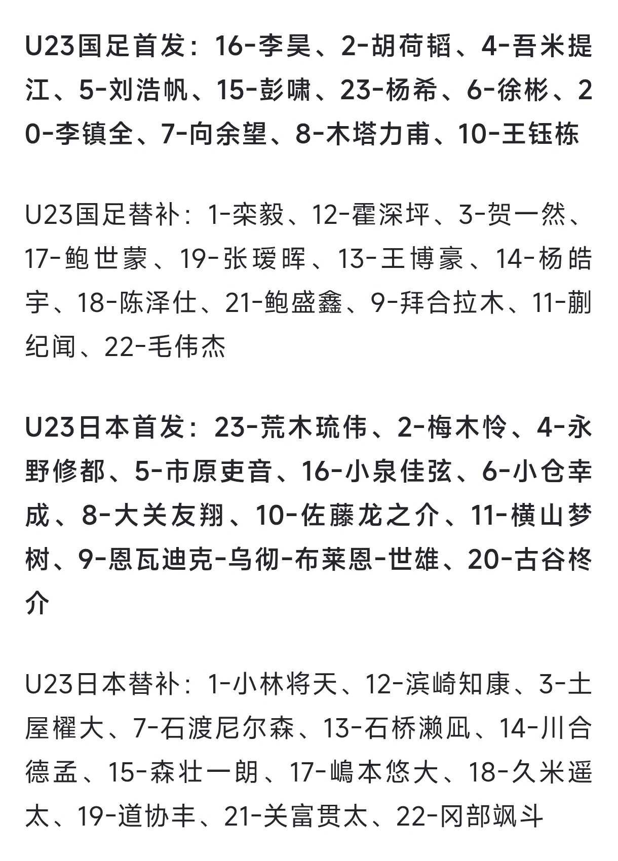 U23国足vs日本U23首发这场比赛别着急，做好防守，90分钟拼不下来就熬到12