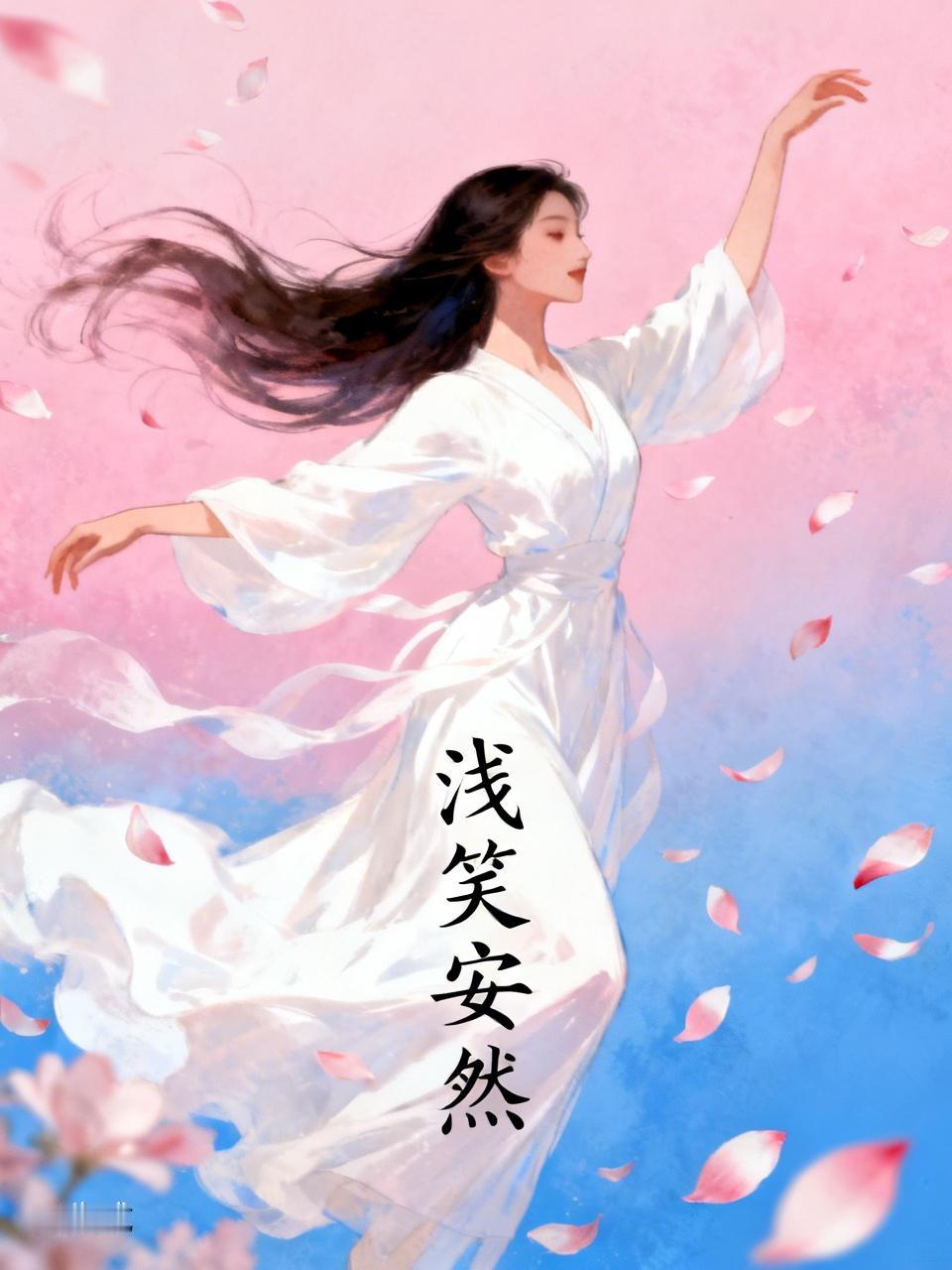 长发飘飘若流云，
风姿绰约自迷人。
浅笑安然含雅韵，
明眸传情夺人魂。