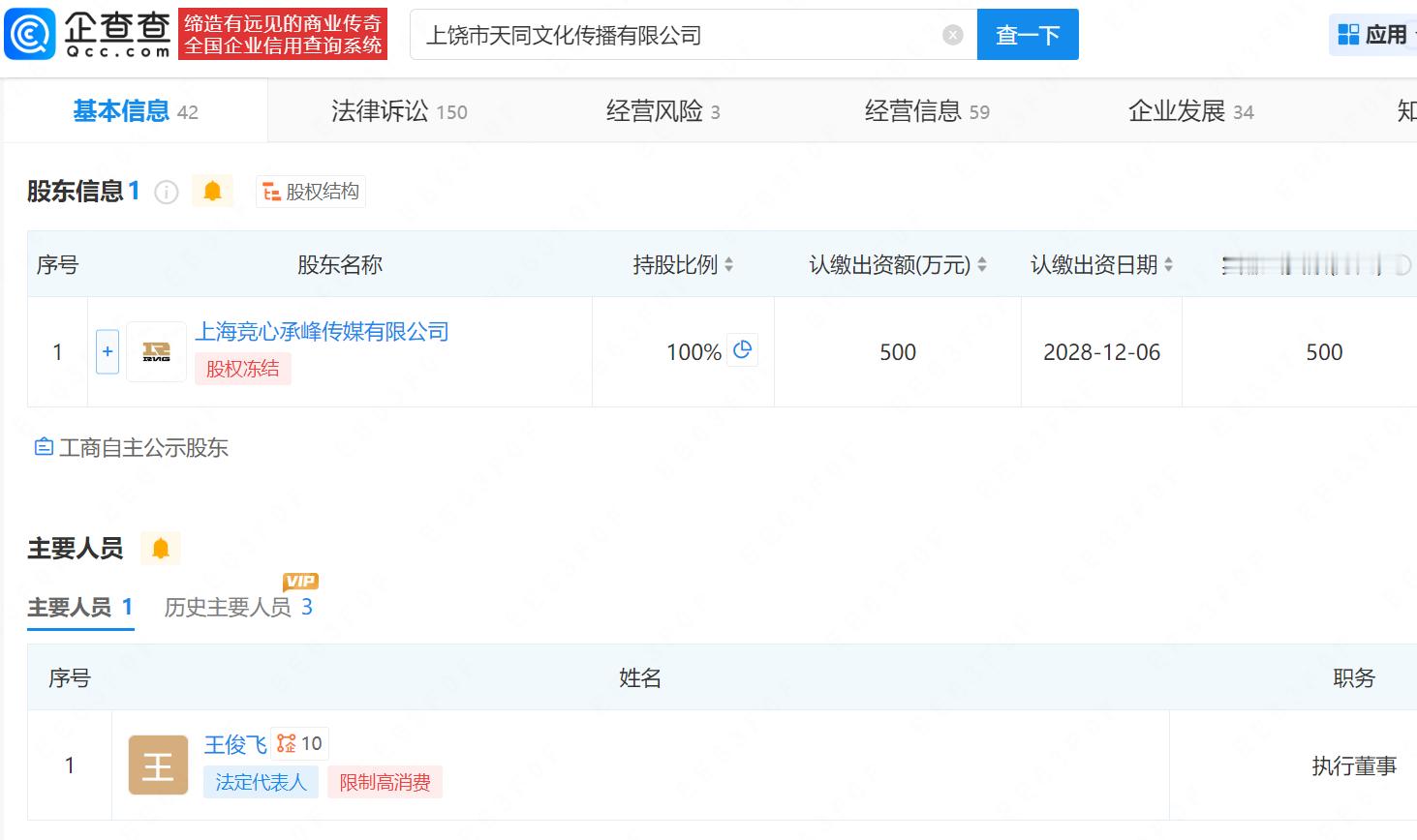 【RNG关联公司被法院执行42.5万】RNG关联公司新增被执行人信息 企查查AP