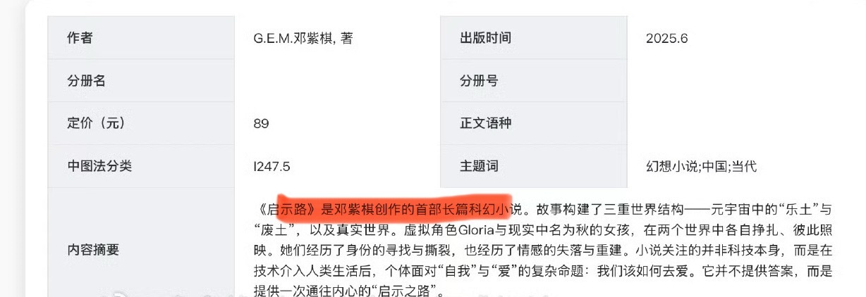 邓紫棋小说价格最高298元，她还会写作啊？还是科幻小说！[哆啦A夢吃驚][哆啦A