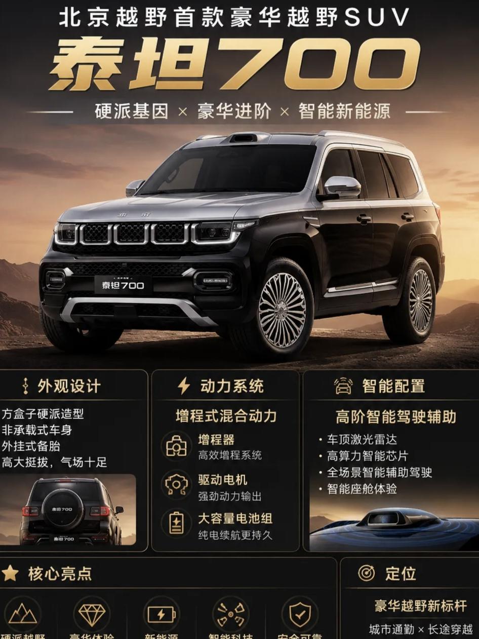 泰钽700预售29.98万起，配华为ADS 5和896线激光雷达，硬派越野这回真