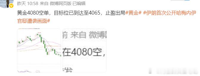 每日总结：7月9日第一单4080空单 -4065 止盈15个点第二单4066多单