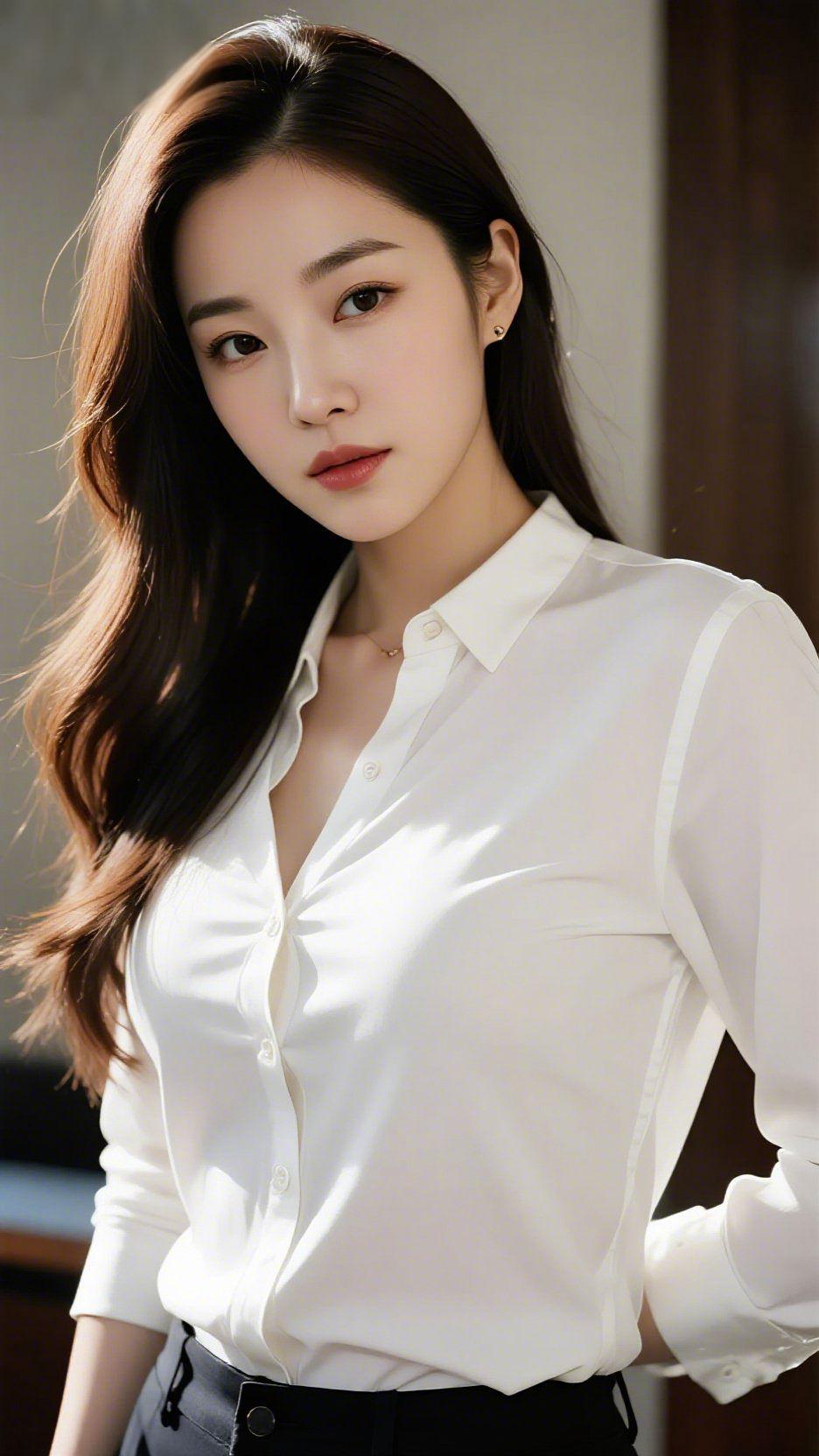 白衬衫的温柔底气
 
光影落在素净的白衬衫上，晕开独属于女性的温柔与笃定。
 