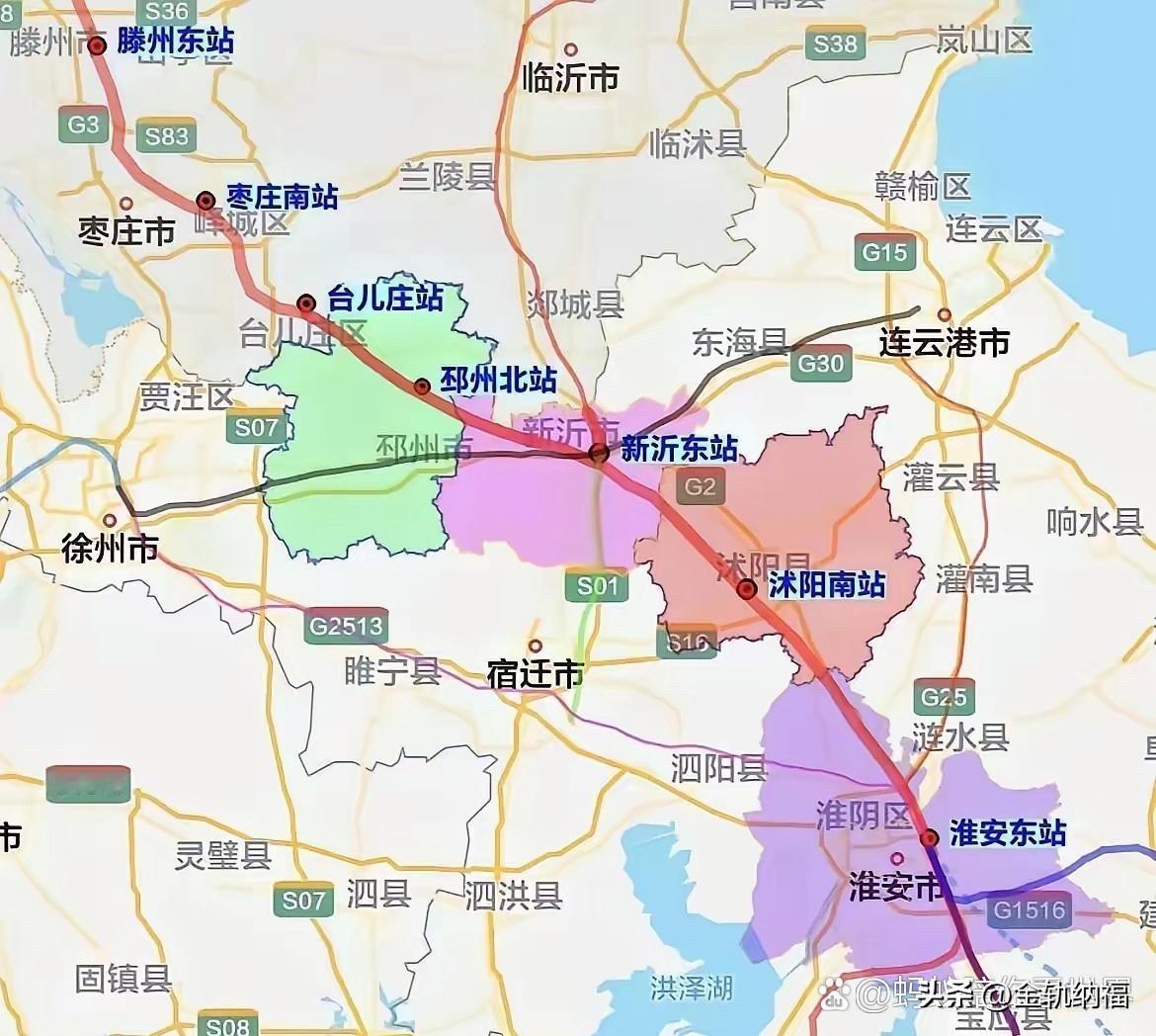 这条铁路走邳州是不可能的，因为邳州往南都是水路，有运河及黄墩湖，往东南有运河洛玛