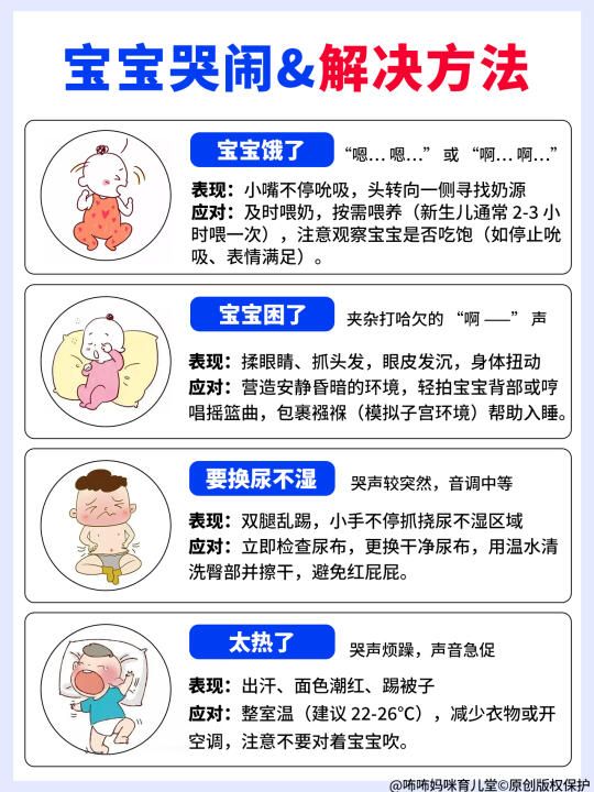 宝宝的16种哭声分辨➕需求应对，快收藏❗