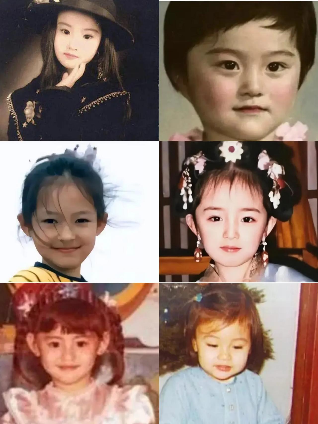 六大美女小时候的照片，你能猜对几个？最后一个，长大后成了最美女孩，估计没人认出来