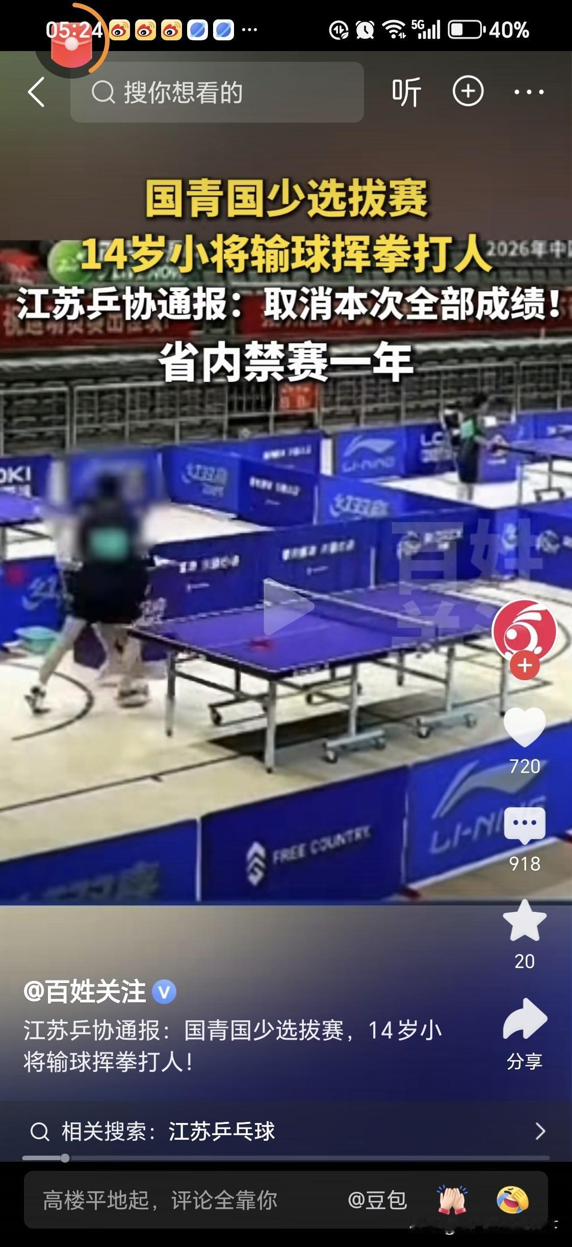怎么乒乓球比赛也打架？
中间不是有网么