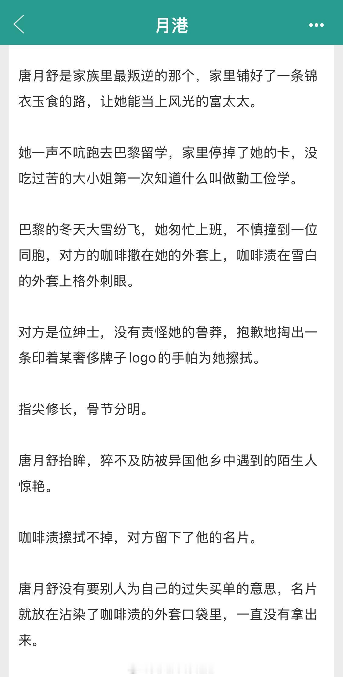 《月港》清醒独立大小姐X温润斯文总裁势均力敌+女主事业线多+年龄差+爹系男主文女