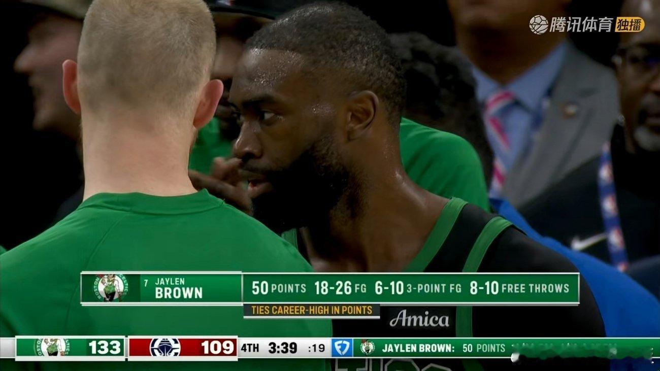 生涯之夜！杰伦-布朗26中18，轰下50分3板6助，生涯第2次50+！凯尔特人终