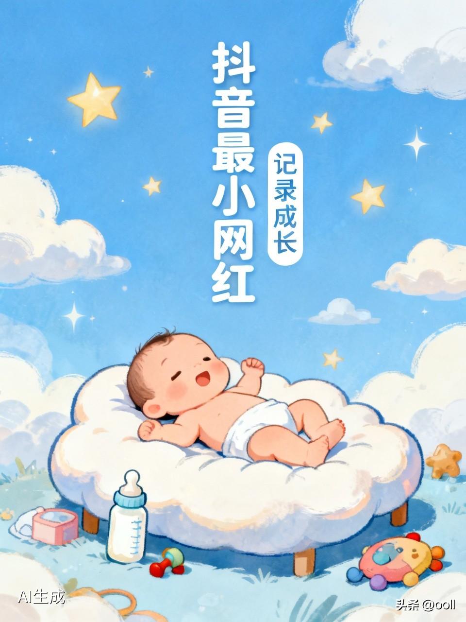 小家伙是带着使命来的，刚出生两三天，爸爸就给开了抖音账号记录成长。从此，小家伙的