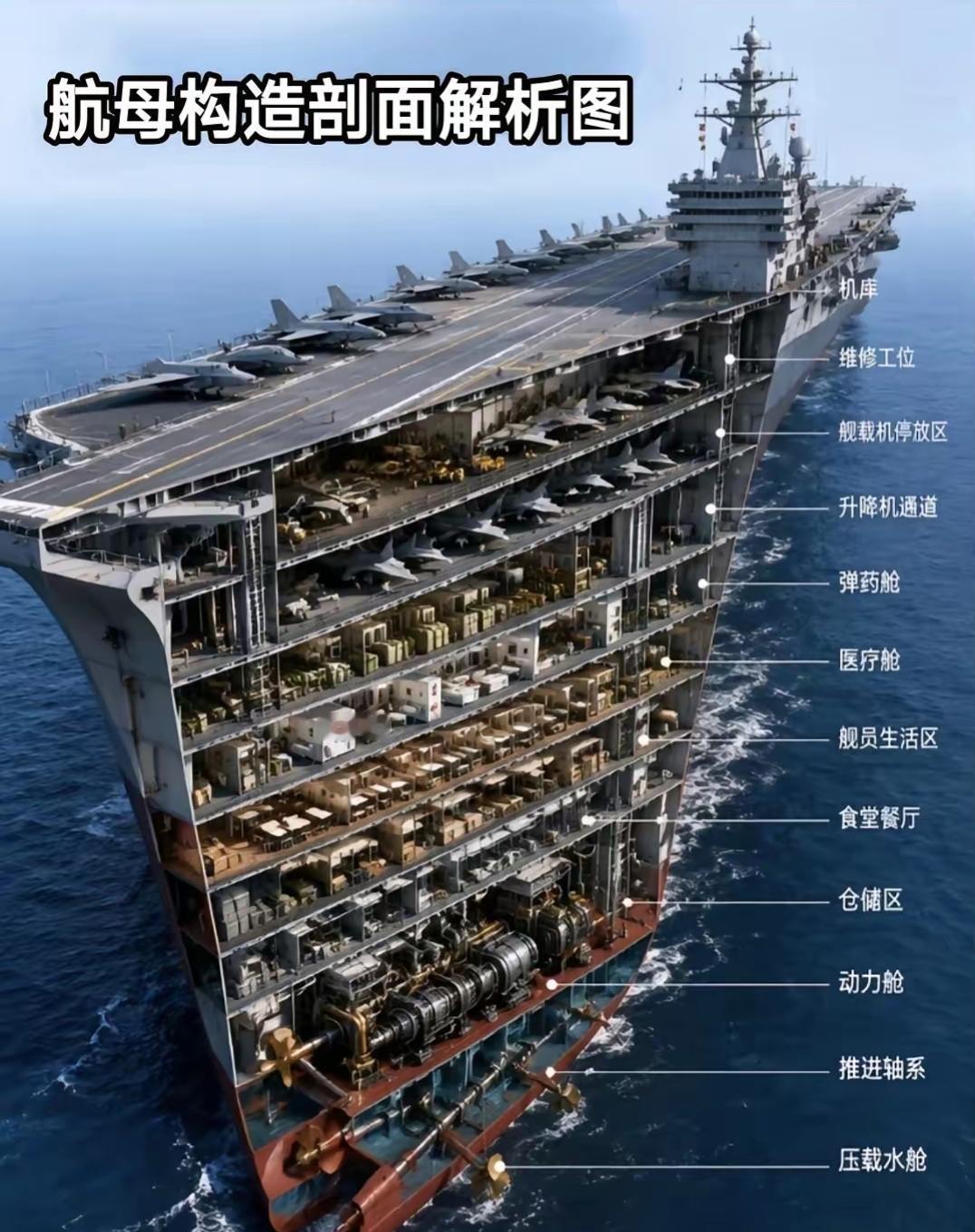 航空母舰确实太复杂了，看内部结构让人眼花缭乱，难怪一般国家根本造不出来。