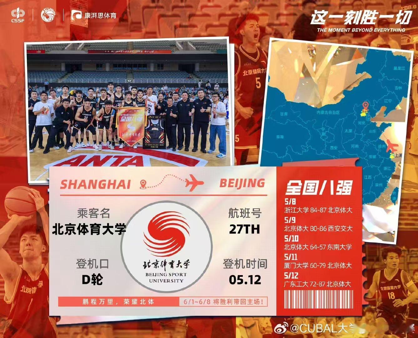 鹏程万里 荣耀北体 追求卓越cubal中国大学生篮球联赛cubal全国八强北京体