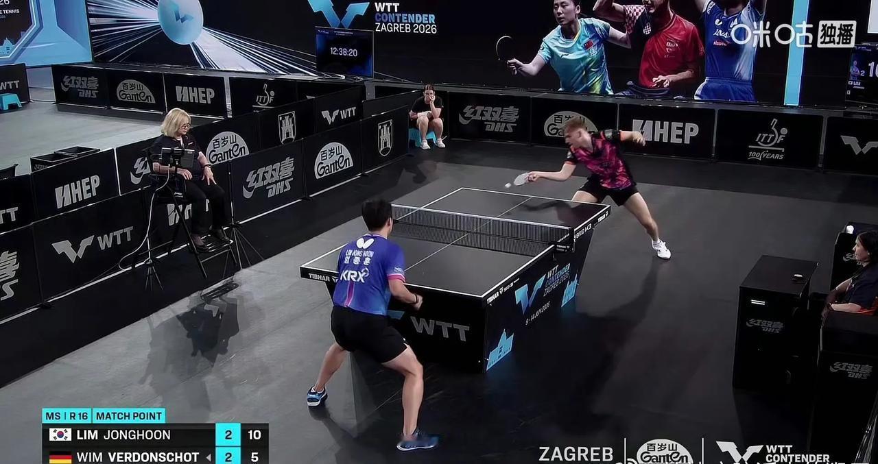 林钟勋3比2维东斯霍特（-5，8，1，-7，6）
晋级2026WTT萨格勒布常规