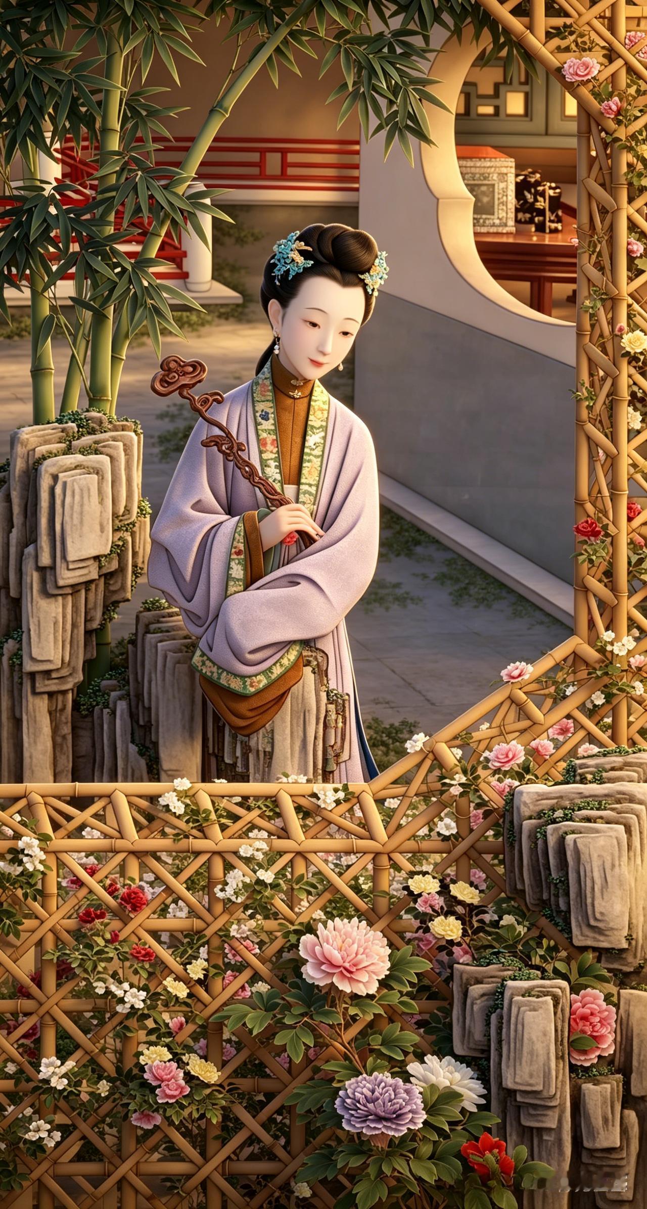 雍正十二美人图之十一（AI复原图）：画的是美人，藏的是帝王的理想！