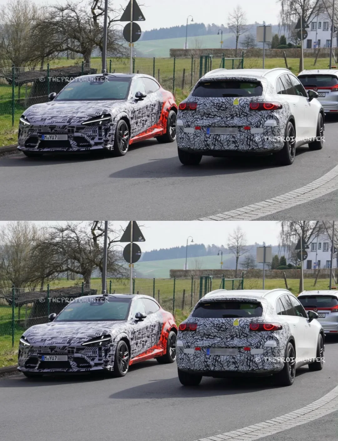 小米YU7 GT和AMG GLC同框路试谍照