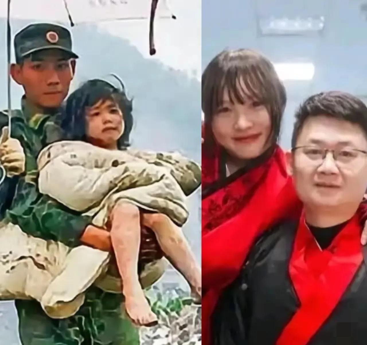 缘分天定的！
汶川地震时，10岁的刘喜美被埋废墟72小时，奄奄一息之际

解放军