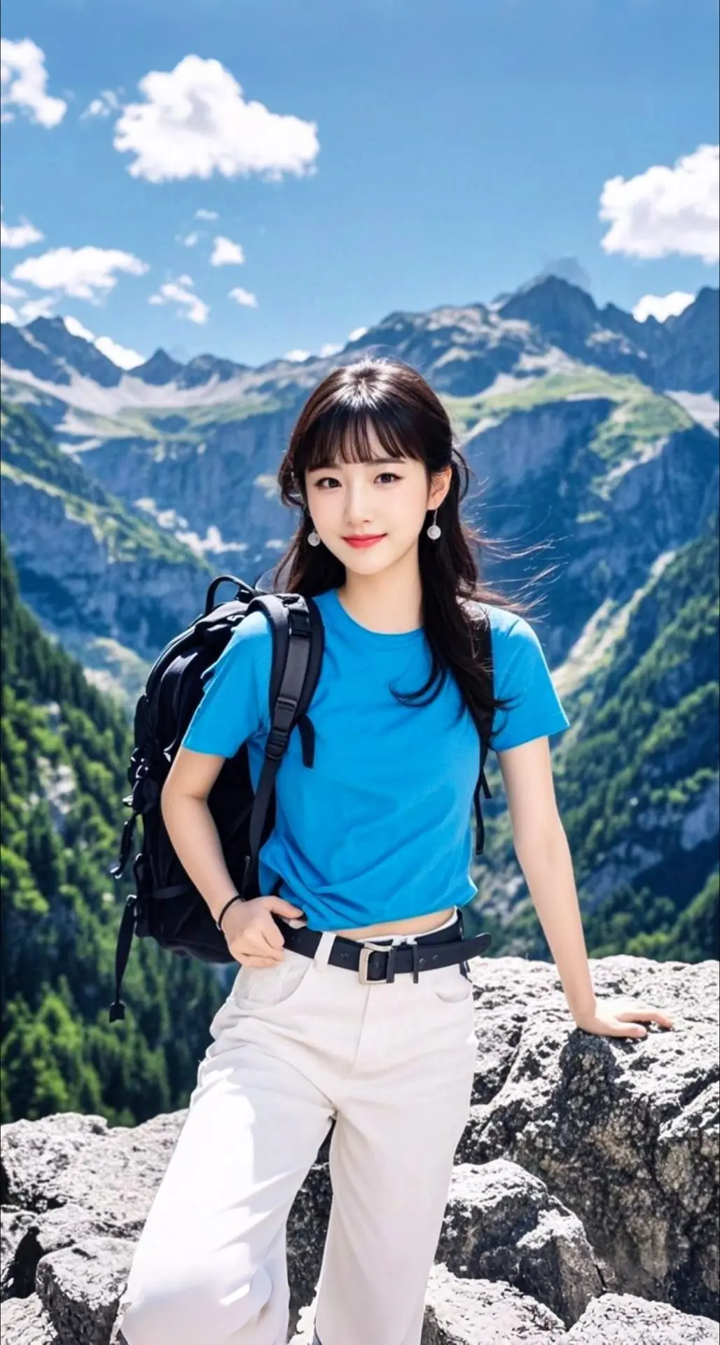 AI扩图 AI山巅旅人
