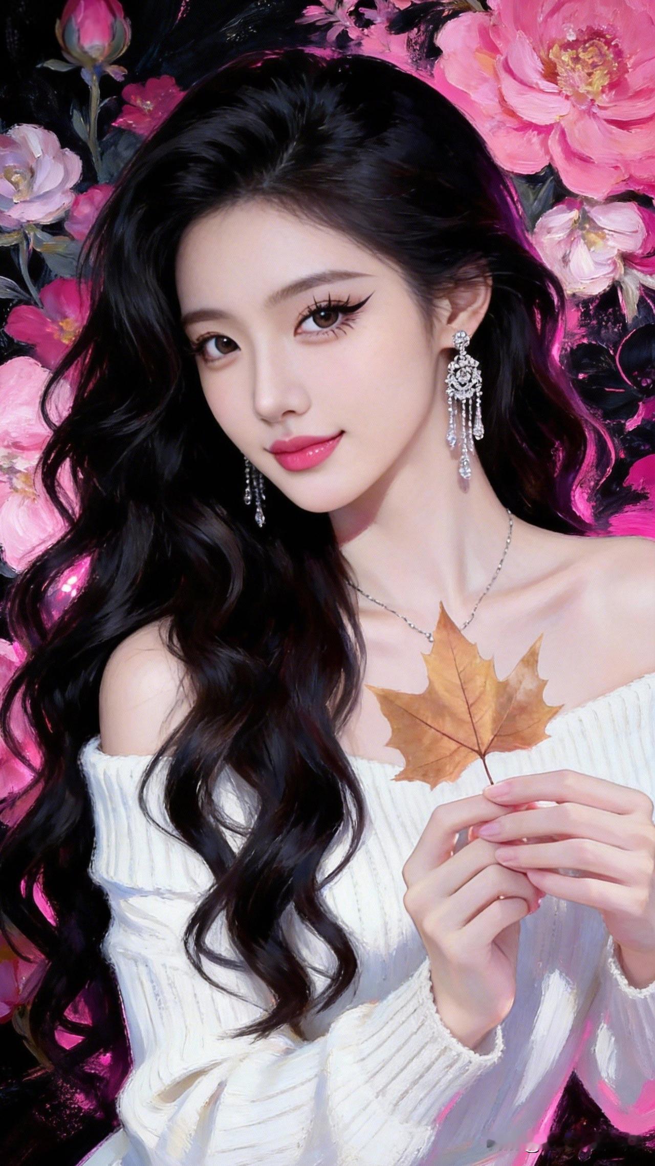 秋叶轻摇，美人如画。一个女人怎么表现才算喜欢你 秋日暖阳下的少女，手持枫叶，温柔