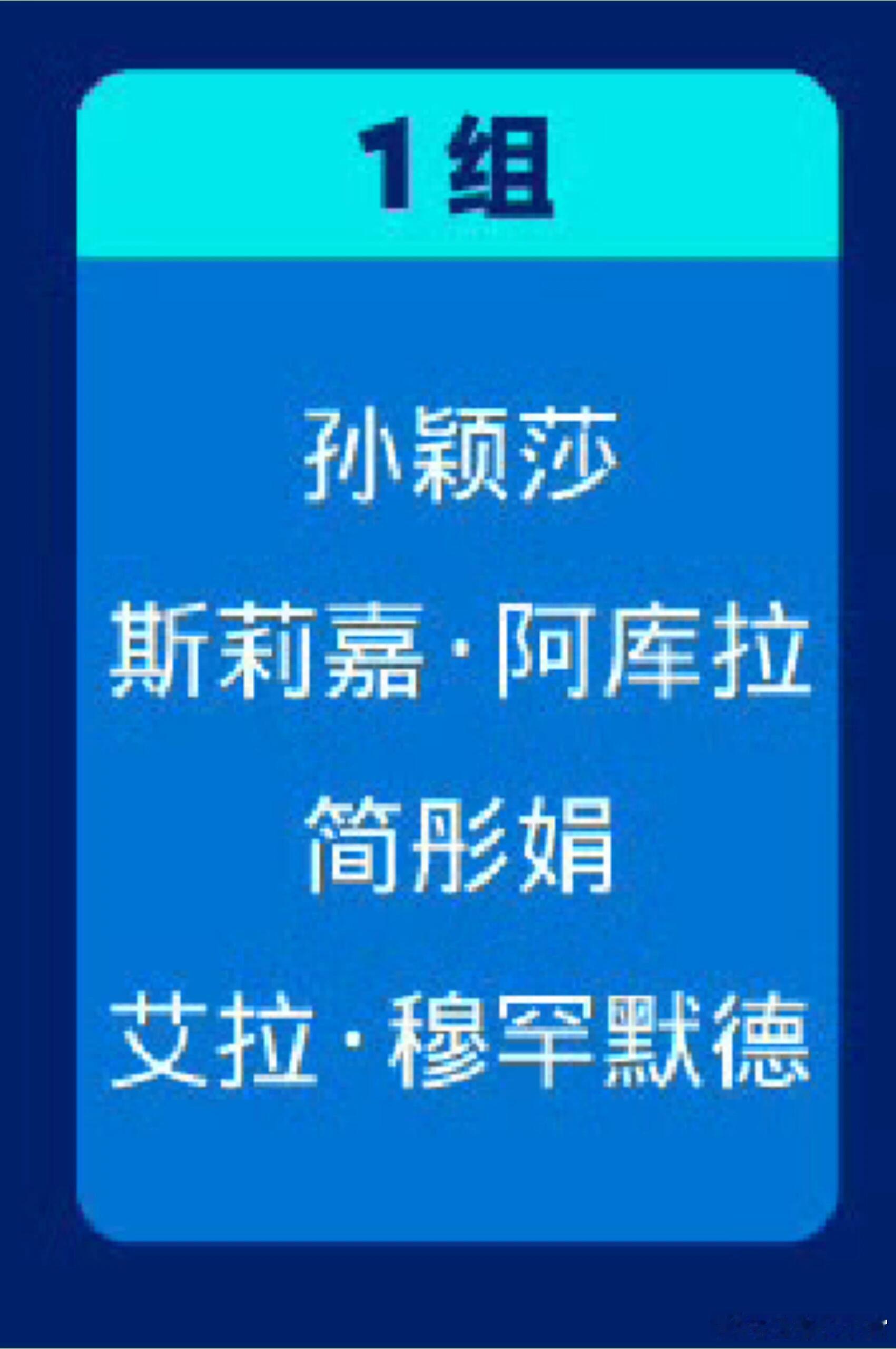 孙颖莎亚洲杯小组赛成员，阿库拉，简彤娟，艾拉·穆罕默德，孙颖莎加油 