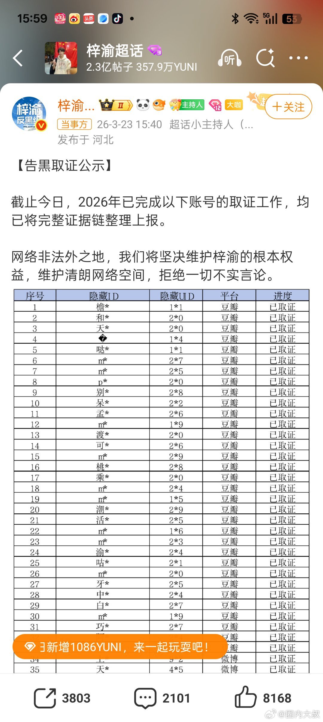梓渝方全平台黑取证公示梓渝工作室告黑取证公示梓渝方2026年告黑取证公示🈶取证