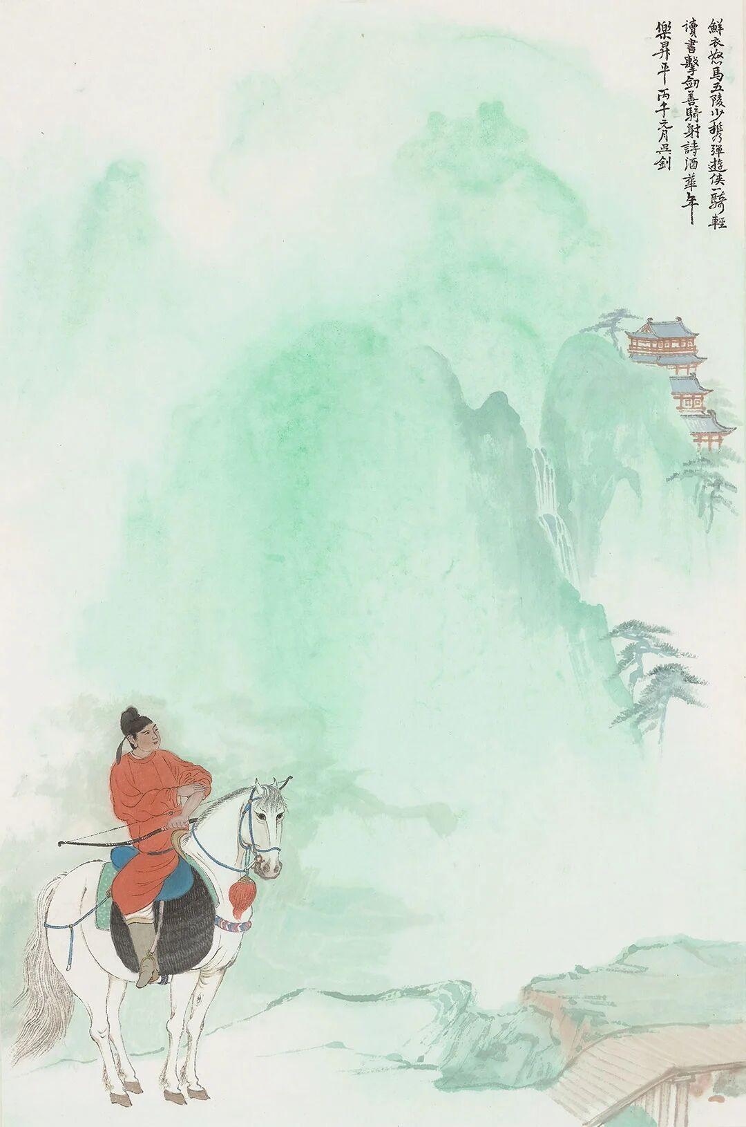 吴钊的《向风而驰》，光听名字就充满了动感与力量。或许画中是骏马奔腾，或许是人物御