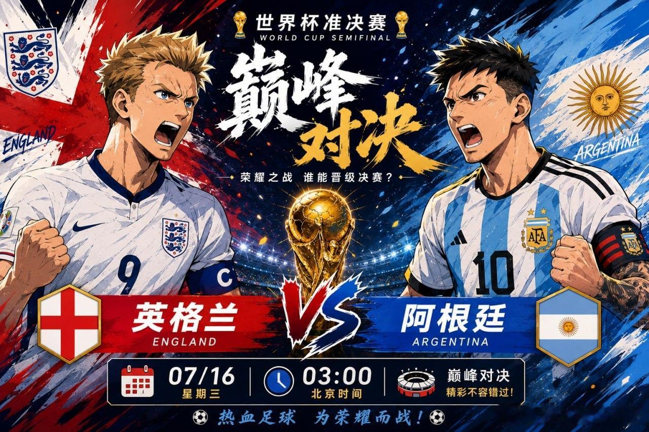 🏆世界杯半决赛｜英格兰 VS 阿根廷真正属于强者的舞台，即将在这一夜开启。英格
