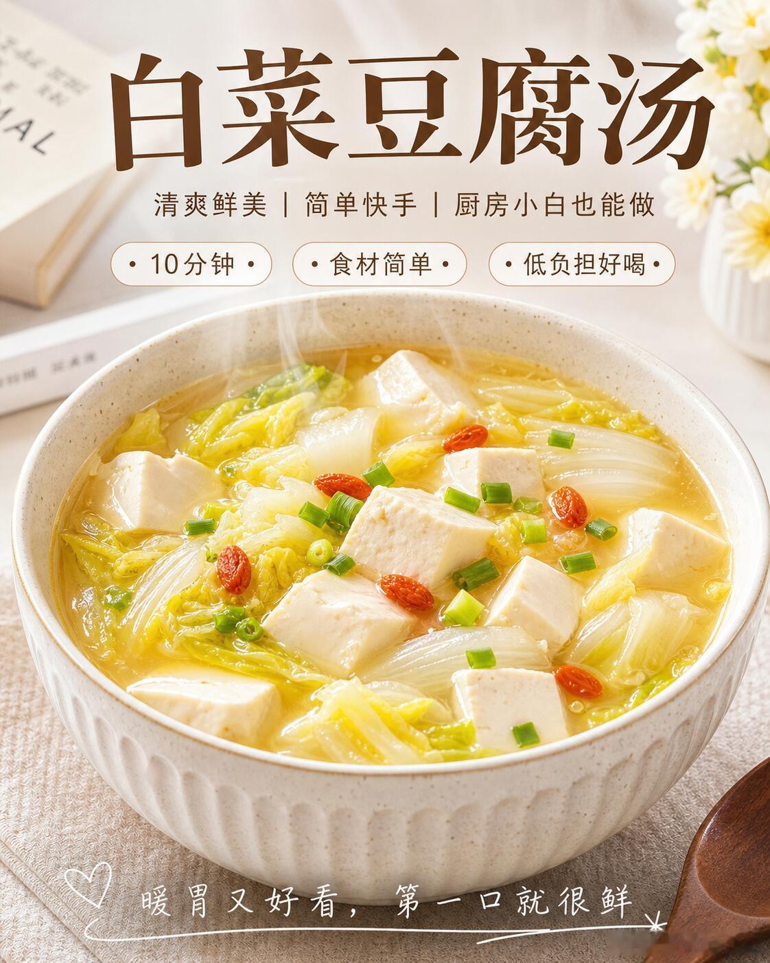 白菜豆腐汤！简单好吃，鲜甜，好做！白菜豆腐，天生一对！给家人做点暖暖胃！好吃，健