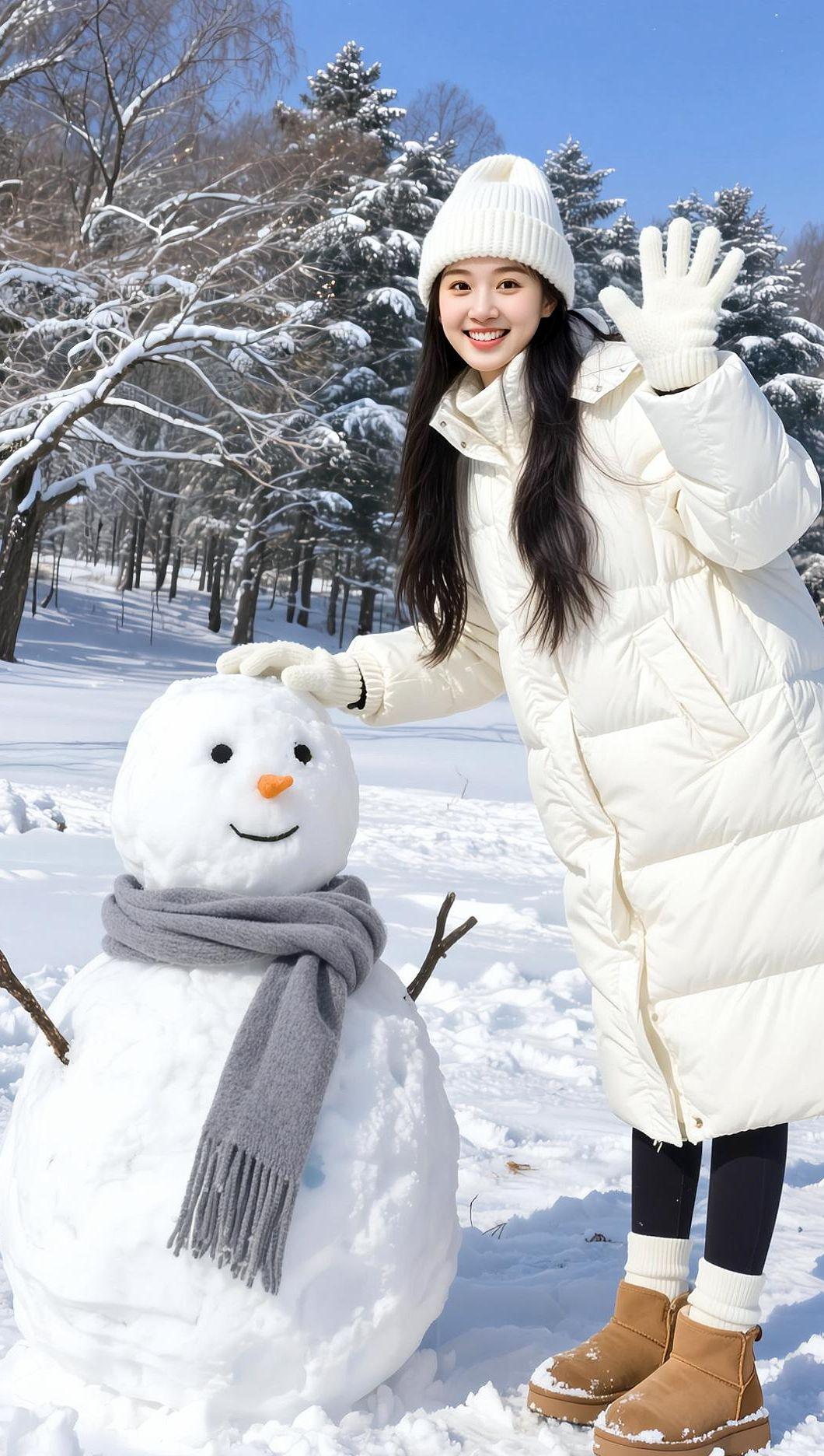 AI雪地生活照 抖音ai创作 雪景 简约穿搭