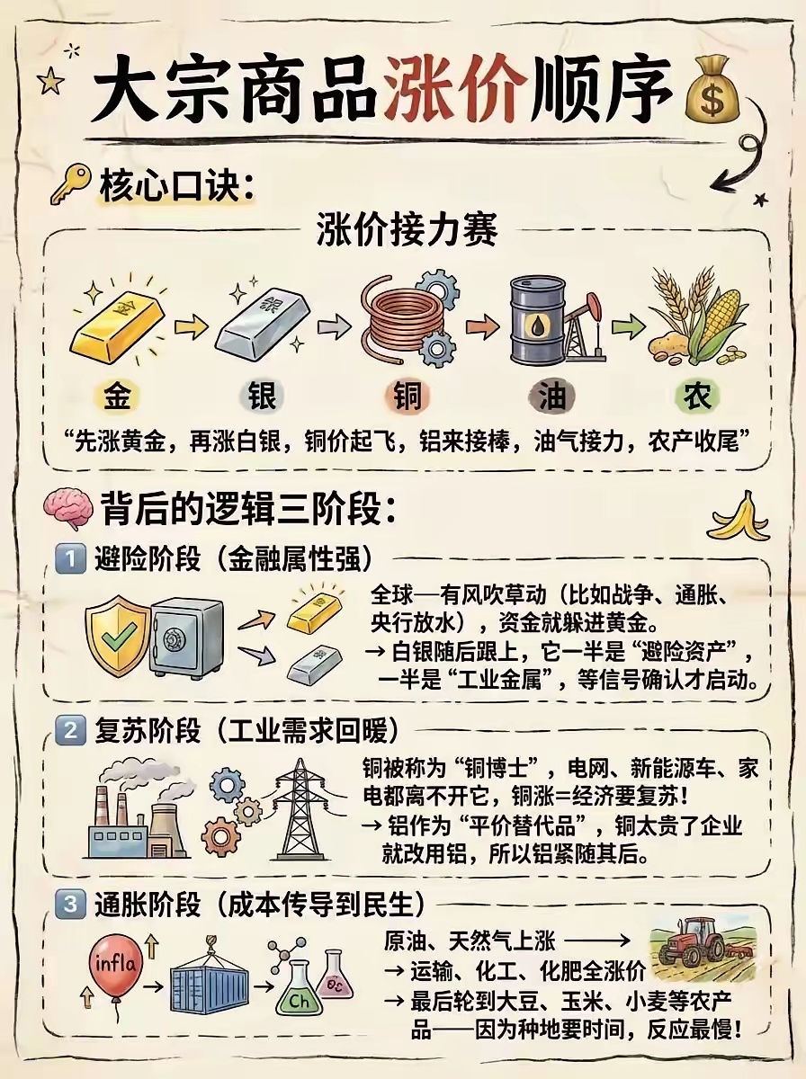 大宗商品涨价顺序图，油涨过了，下一阶段是不是该轮到农产品涨价了？ 