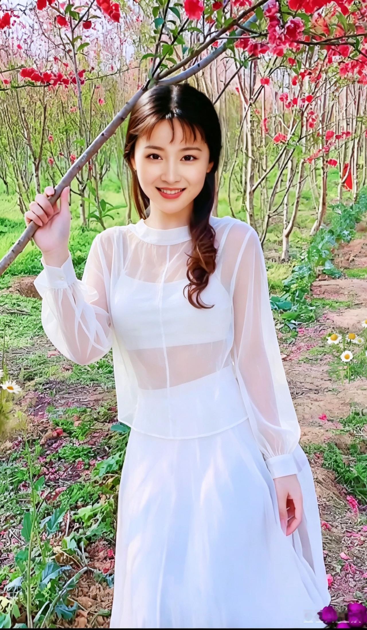 花间美人笑，春风满面来。