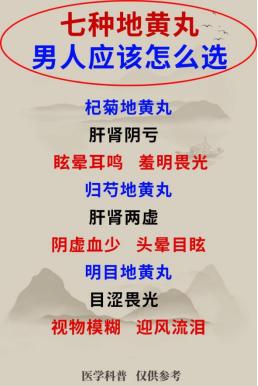 七种地黄芄，男人应该怎么选？

杞菊地黄芄
 
归芍地黄芄
 
明目地黄芄
 
