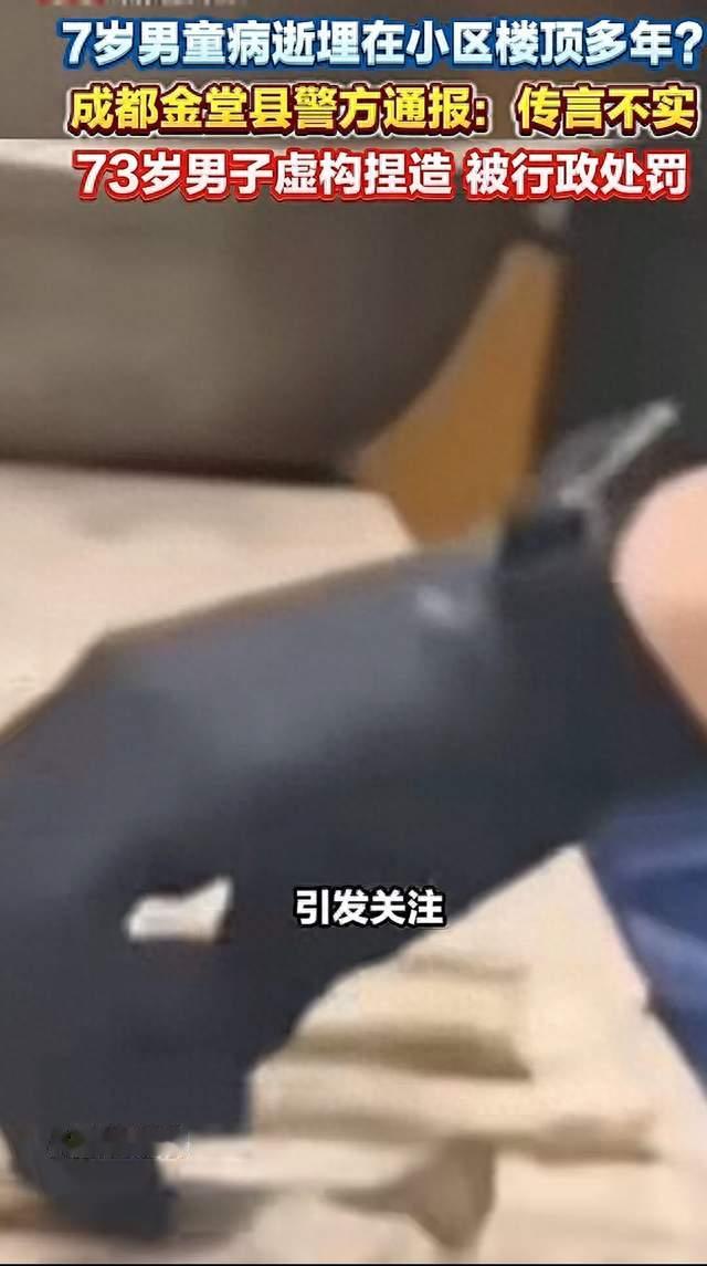 网传楼顶埋病逝男童系谣言！警方真相大白。