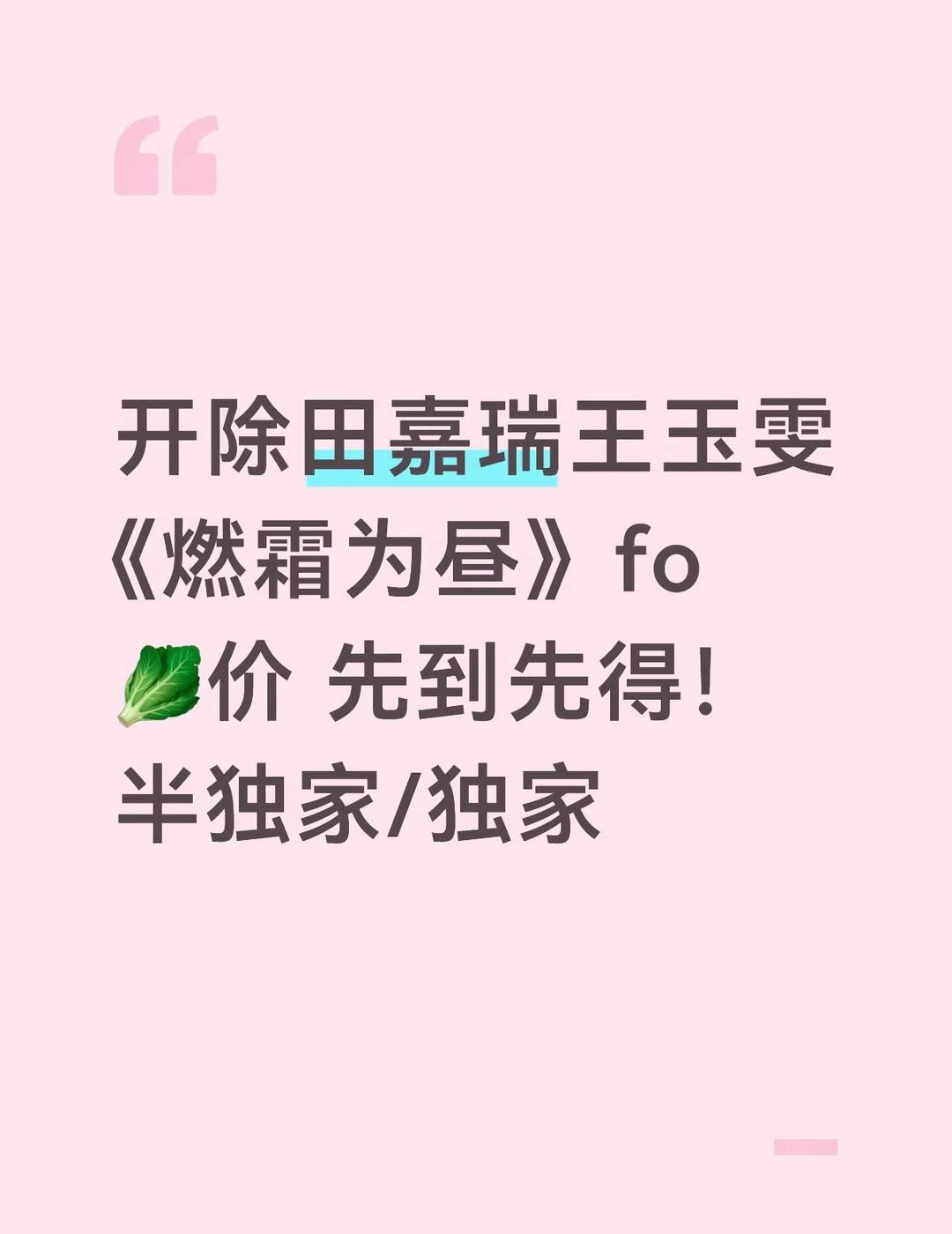 田嘉瑞 王玉雯 《燃霜为昼》田嘉瑞 王玉雯