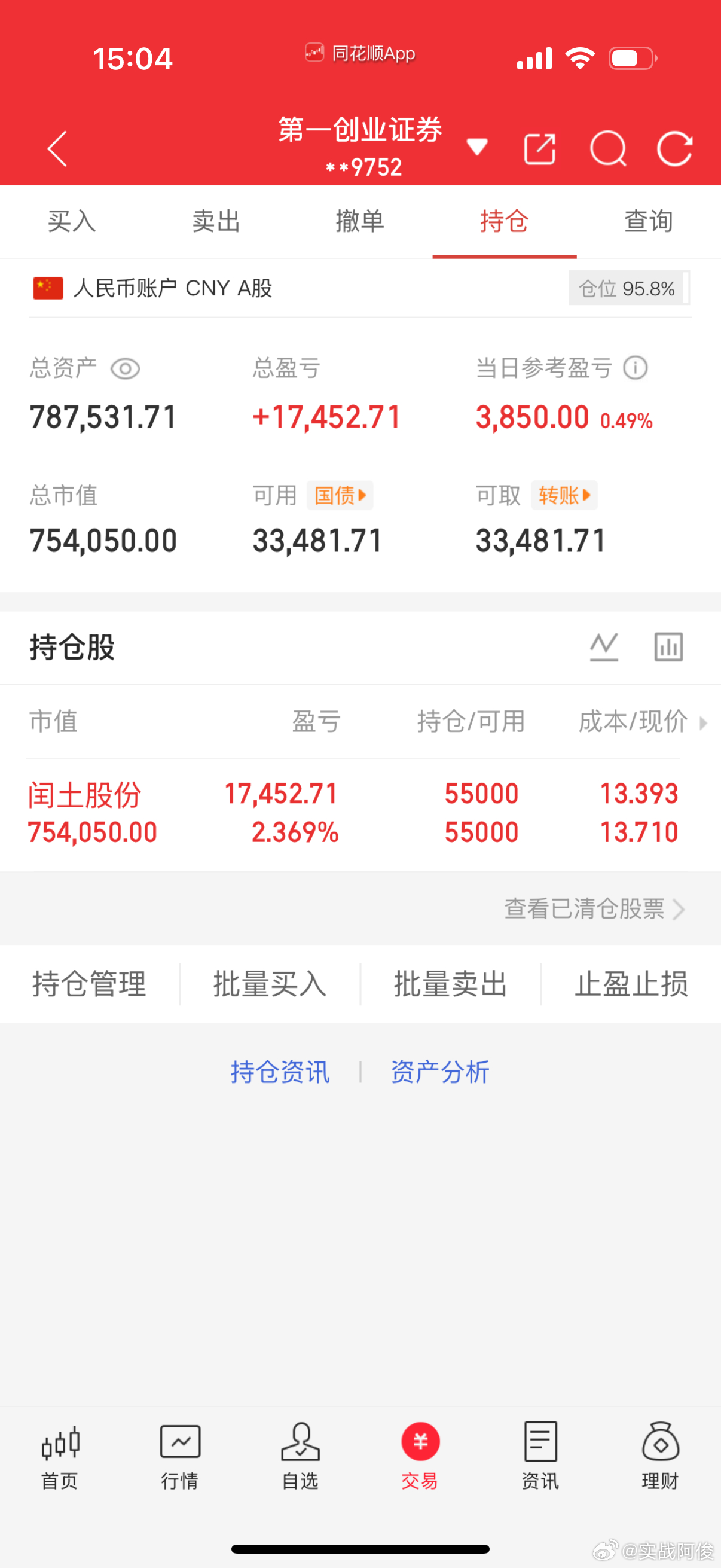 7月31日 收盘 记录全职炒股40万勇闯大A记 第（ 72  ）天！当日参考盈亏