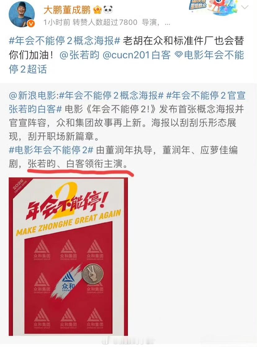 因为大鹏我才看的这部电影没有他还叫什么年会不能停？况且张若昀也不是演喜剧的料啊