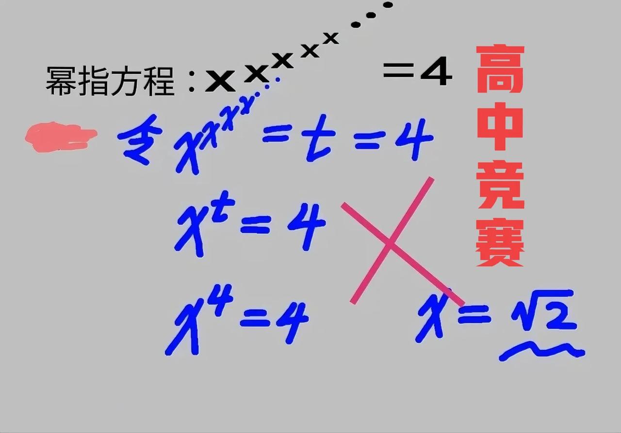 “全班都错了！”做错了？还是题目错了？这是一道高中数学竞赛题：求解幂指方程！

