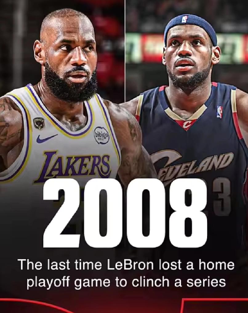 ESPN：詹姆斯自2008年以来没在主
场输过系列赛终结战
NBA季后赛继续进行