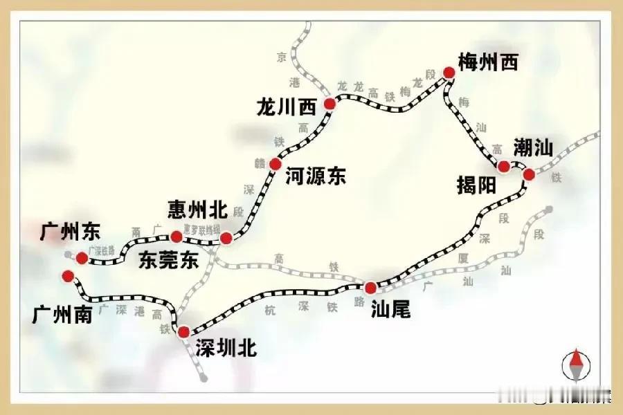 赣深高铁最大的弯，其实还不是江西的兴国弯，而是广东的龙川弯。

之所以，在龙川拐