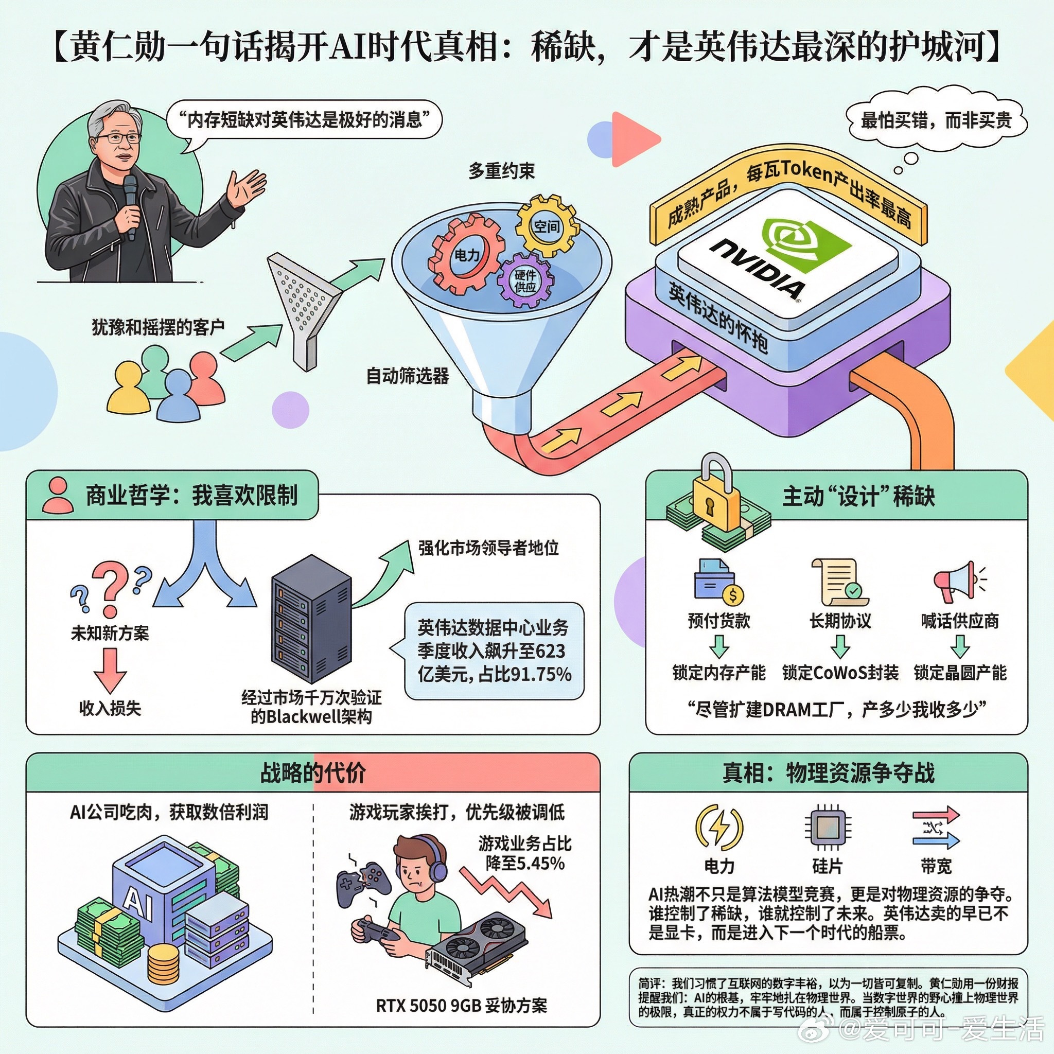 【黄仁勋一句话揭开AI时代真相：稀缺，才是英伟达最深的护城河】快速导读：当所有人