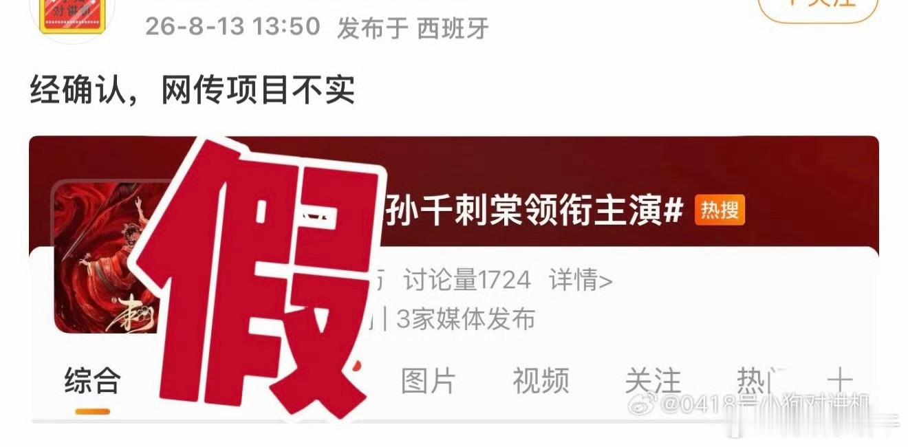 孙千对接辟谣将出演《刺棠》