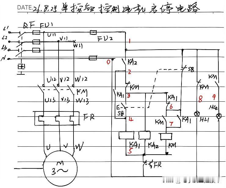 一键启停控制一台电机的电路各位小伙伴都耳熟能详了。就在前两天，给各位小伙伴分享的