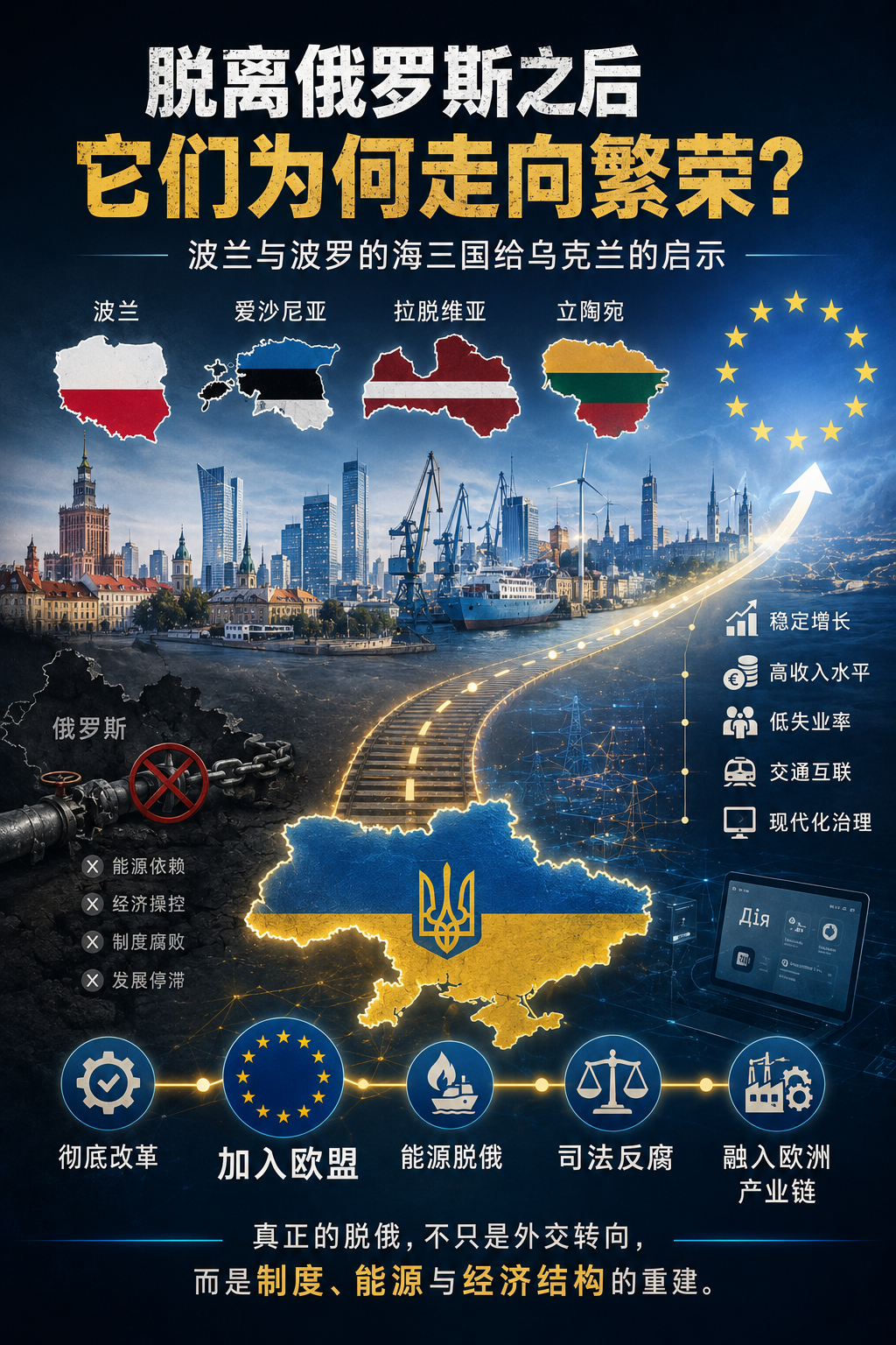 波罗的海三国以及波兰这些前苏联国家或苏联势力范围的国家，在彻底脱离苏联以及俄罗斯
