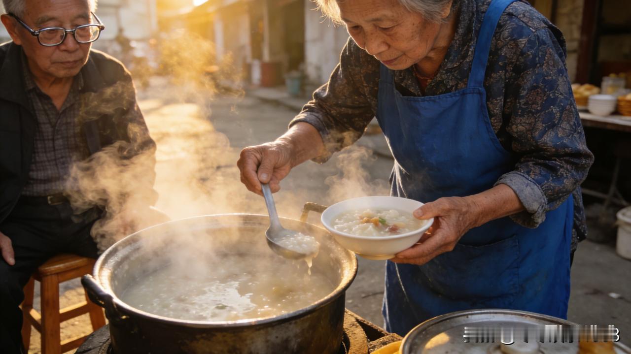 清晨的老街早餐摊，热气腾腾的粥锅旁，七旬阿婆盘翠兰正低头给熟客盛粥，突然被一阵撕